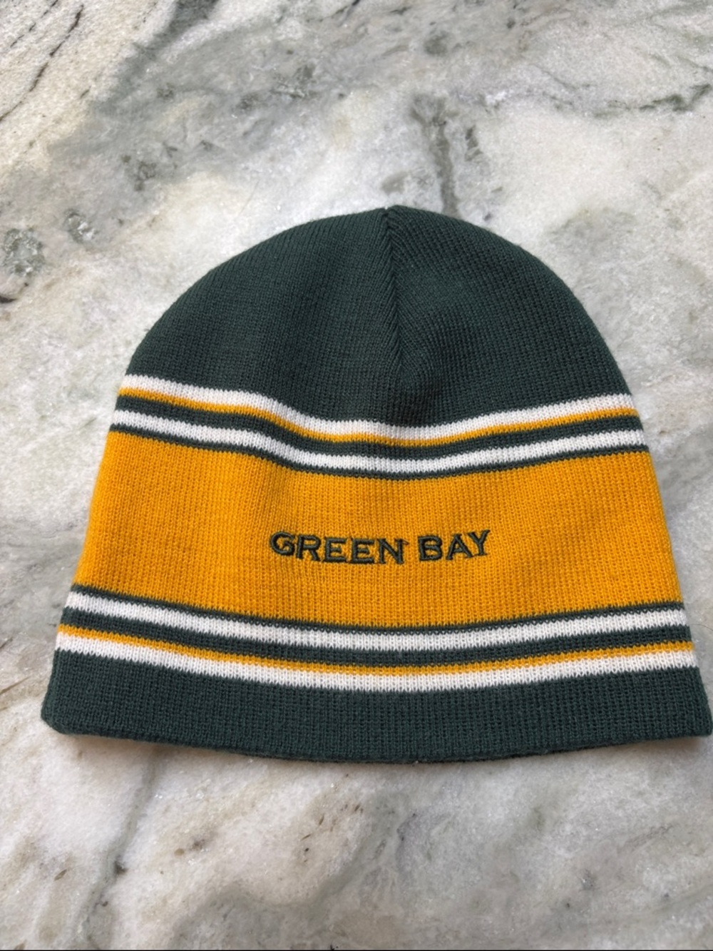Green Bay Knit Beanie Hat - Yellow and Green